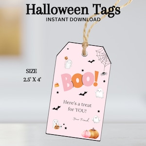 Halloween Gift Tag, Halloween Party Favor Tags, Kids Halloween treat tag, Halloween Bag tag, Halloween Boo Tags, Halloween Class Gift Tag