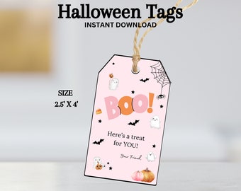 Halloween Gift Tag, Halloween Party Favor Tags, Kids Halloween treat tag, Halloween Bag tag, Halloween Boo Tags, Halloween Class Gift Tag