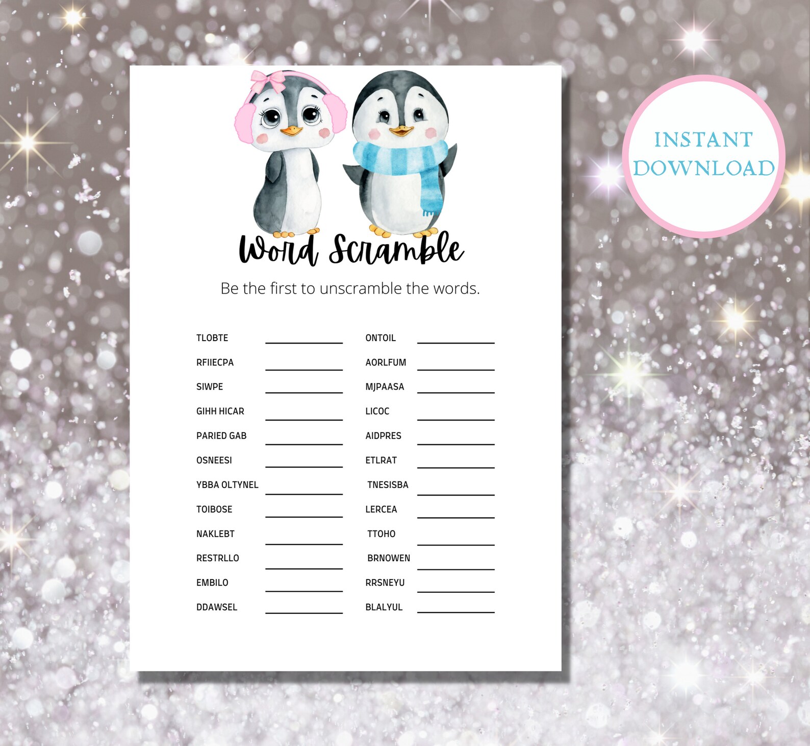 Winter Penguin Baby Gender Reveal Printable Games Are Perfect - Etsy