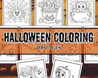 Páginas para colorir de Halloween para crianças, livro de colorir de Halloween, folha de colorir de Halloween, páginas para colorir de outono, 100 atividades de outono para colorir