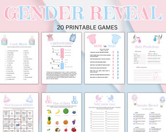 Gender Reveal Party game bundle, Gender Reveal Games, Gender Reveal Ideas, Pink and Blue Gender reveal party, Gender reveal party