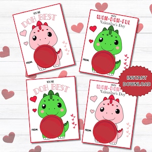 Kinder Valentinstag Knetkarten, Doh Geschenk, Dinosaurier Knetmasse Halter, Kinder Valentinstag Geschenkanhänger, Vorschul- Klassenzimmer Valentinstag Non Candy