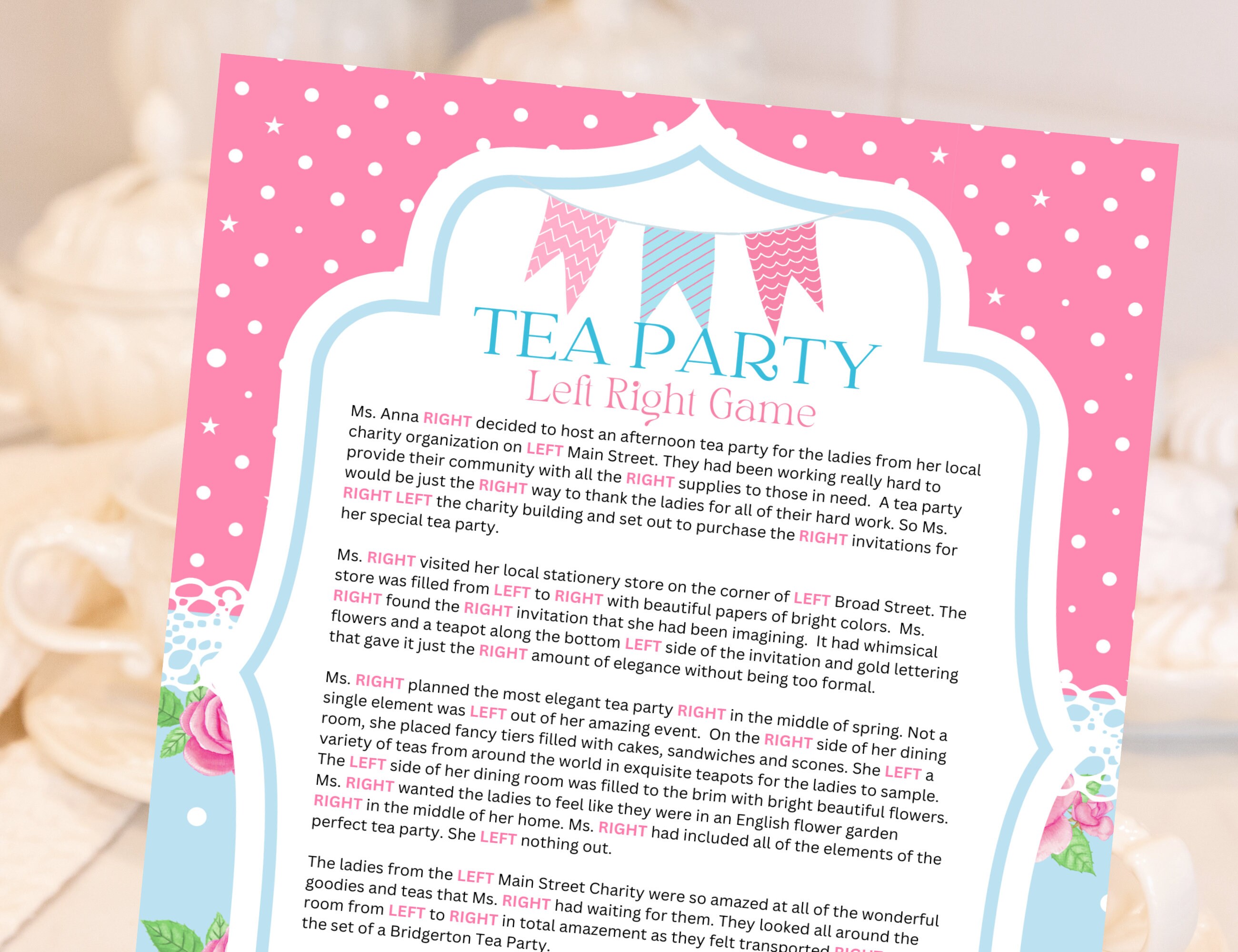 Printable Tea Party Game,tea Party Birthday,tea Party Baby Shower, Tea ...