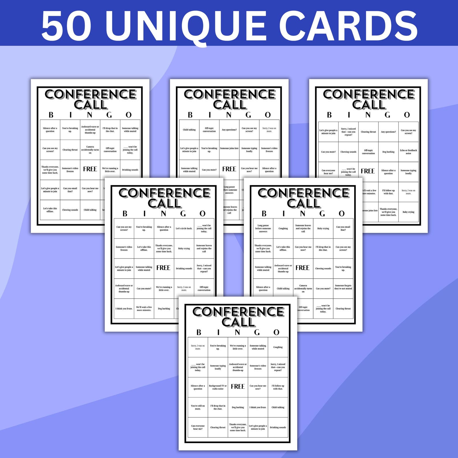Webex Bingo 50 Conference Call Bingo Game Cards, Webex Video Virtual Game, Google ...