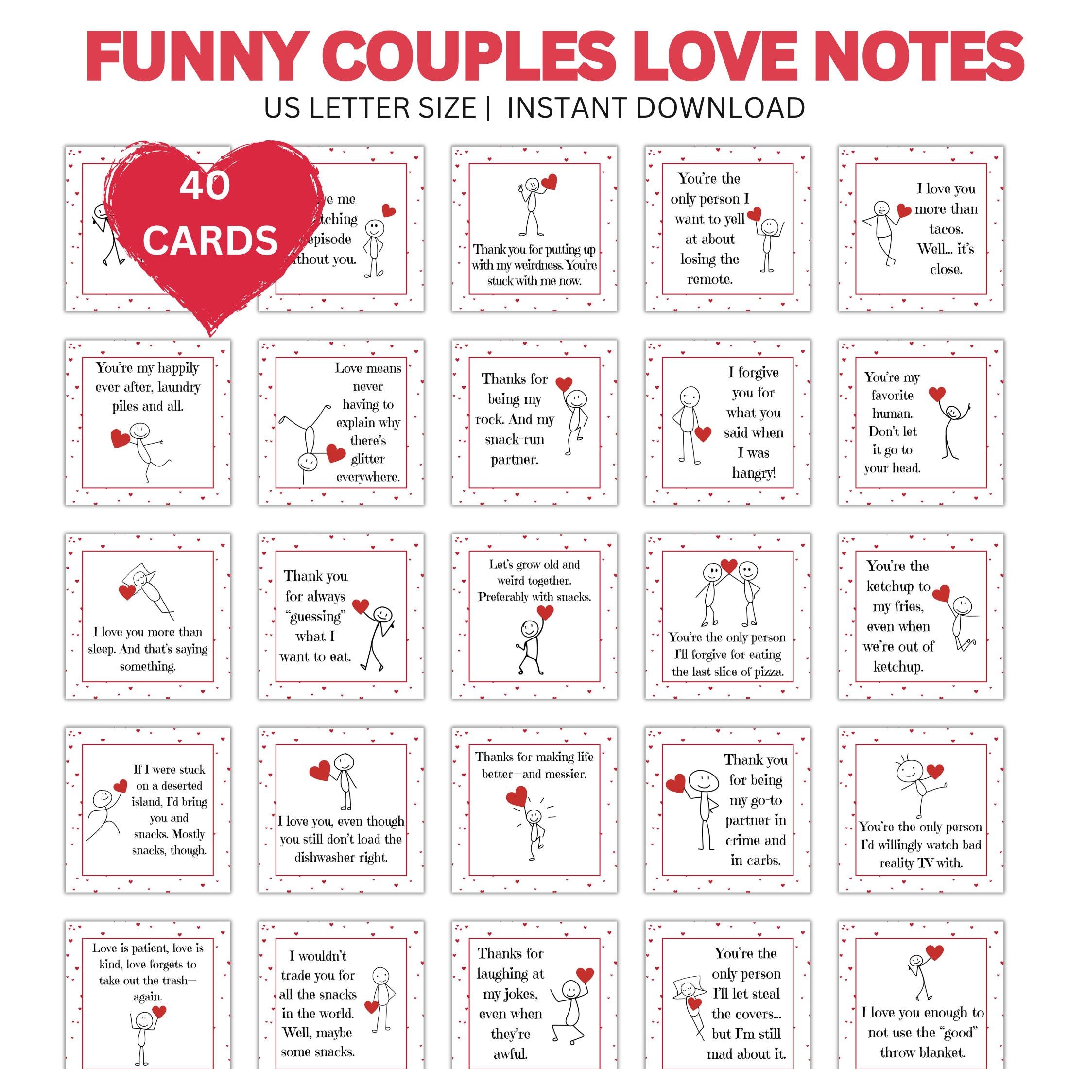 Funny Love Note Cards for Couples, Funny Couples Cards, Couples Love Notes,  Anniversary Gift for Spouse, Significant other love note cards, image size:2200x2200