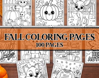 Kids Fall Coloring Pages, Fall Coloring Book, Cozy Fall Coloring Sheets, Autumn Coloring Pages, 100 Fall Coloring Pages, Autumn Activities