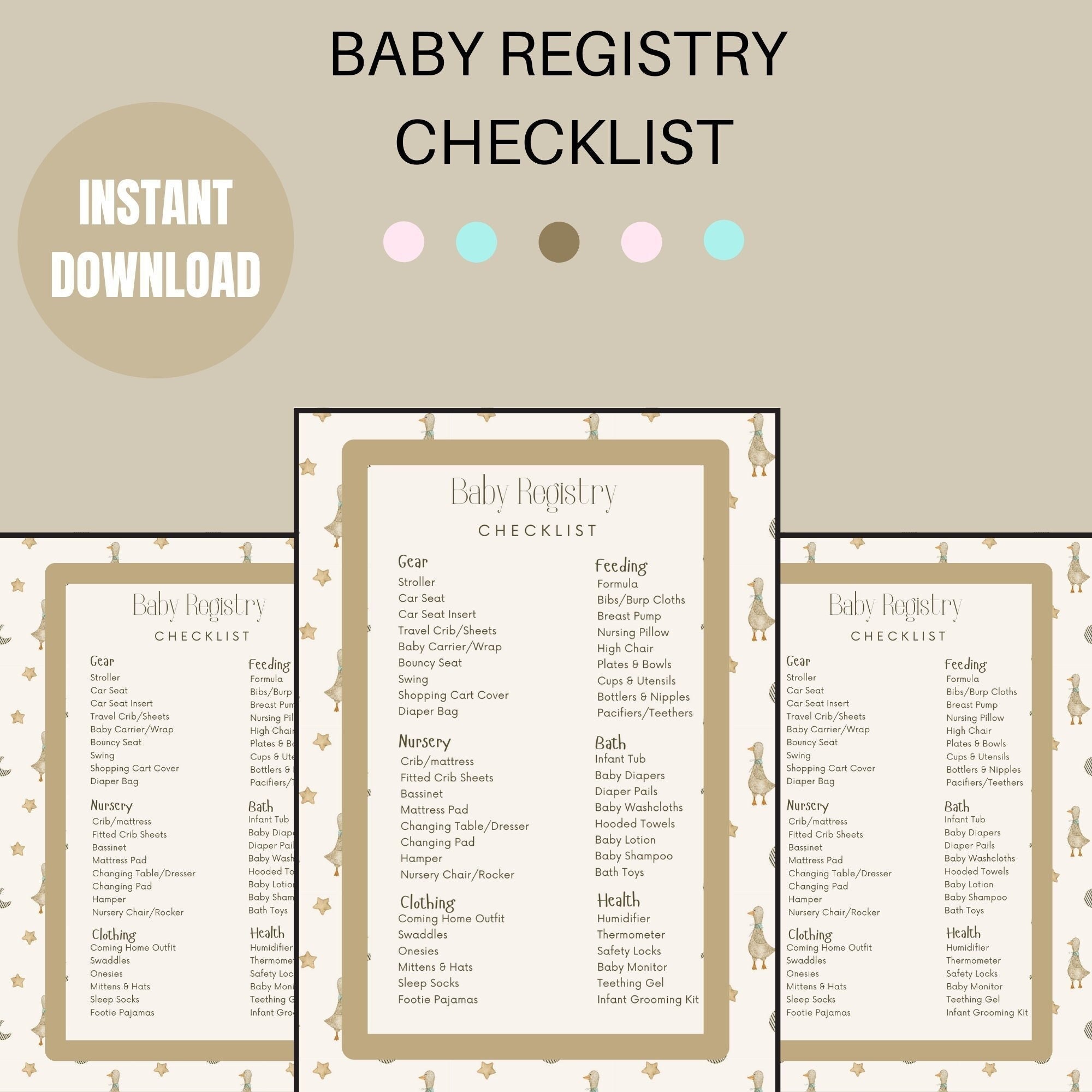 Printable Neutral Duck and Stars Themed Baby Registry - Etsy