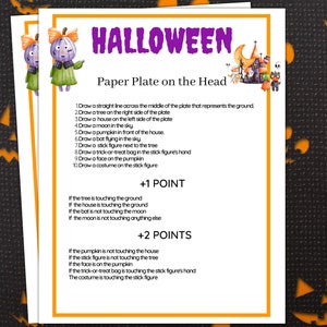 Halloween Party Game, Plate on the head Halloween Party Activities, Halloween adult Party, Fall October party game, Halloween game printable