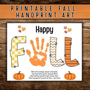 FALL Handprint Footprint Art, Fall Autumn Craft, Kids Art Craft, Fall art poem for children, Keepsake Art Handprint Footprint fall DIY craft