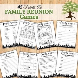 Paquete de juegos para reuniones familiares, juegos familiares imprimibles, ideas para reuniones familiares, actividades para niños y adultos, juegos imprimibles