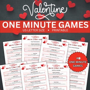 Valentine Minute to Win it Games, Valentine's Day One Minute Fun party Games, Valentine Printable Games Family Party Games For Adult or Kids