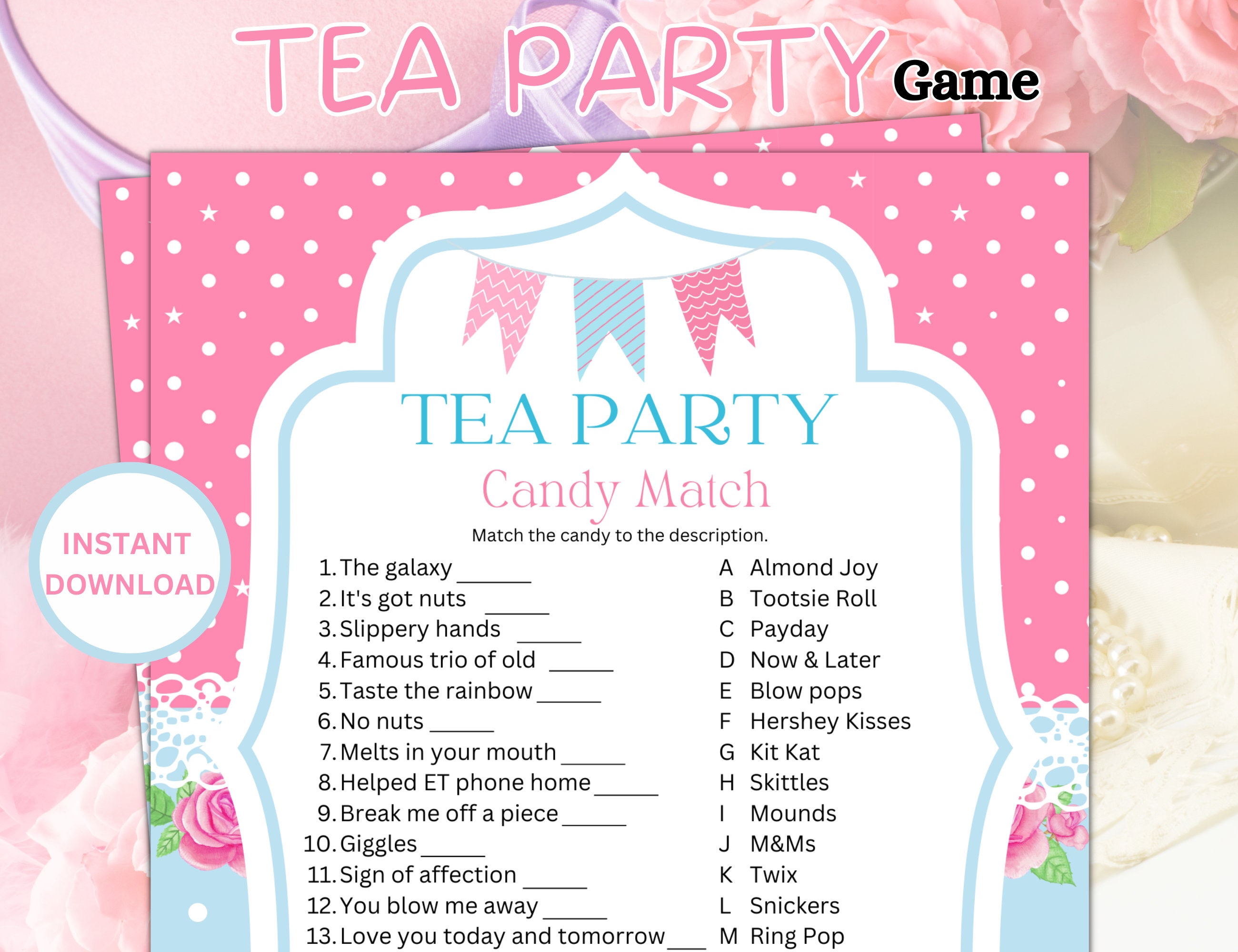 Printable Tea Party Game,tea Party Birthday,tea Party Baby Shower, Tea ...