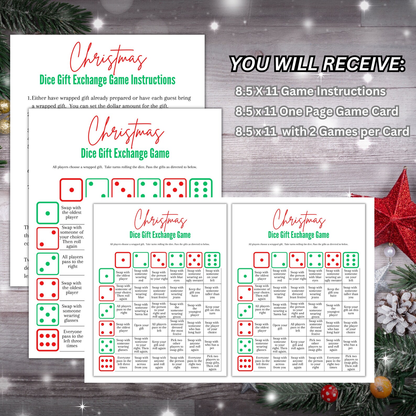 Christmas Gift Exchange Dice Game, Xmas Gift Swap Game, Fun Holiday