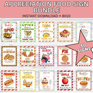 Appreciation Sign Bundle, Teacher Appreciation, Staff Appreciation, Team Employee Nurse Breakfast Lunch Snack Printable Table Sign Poster