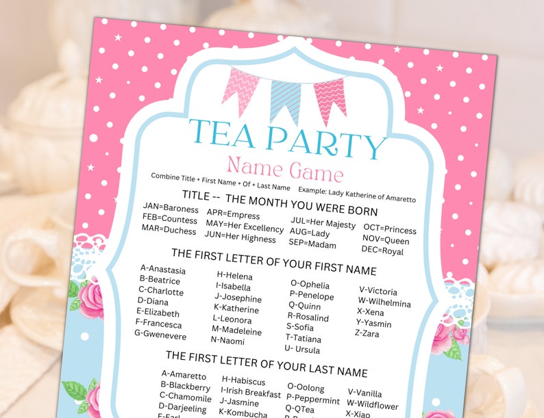 Printable Tea Party Game,tea Party Birthday,tea Party Baby Shower, Tea ...