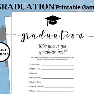 Printable Graduation Games, Who knows Graduate best 2025 Graduation Games, Graduation Party Games, Grad Party, Class of 2025, Grad Games