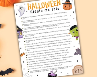 Adivina este juego de trivia de Halloween imprimible, actividades de Halloween, juego de fiesta para adolescentes y niños, juegos de Halloween, juego de oficina de trivia para adultos