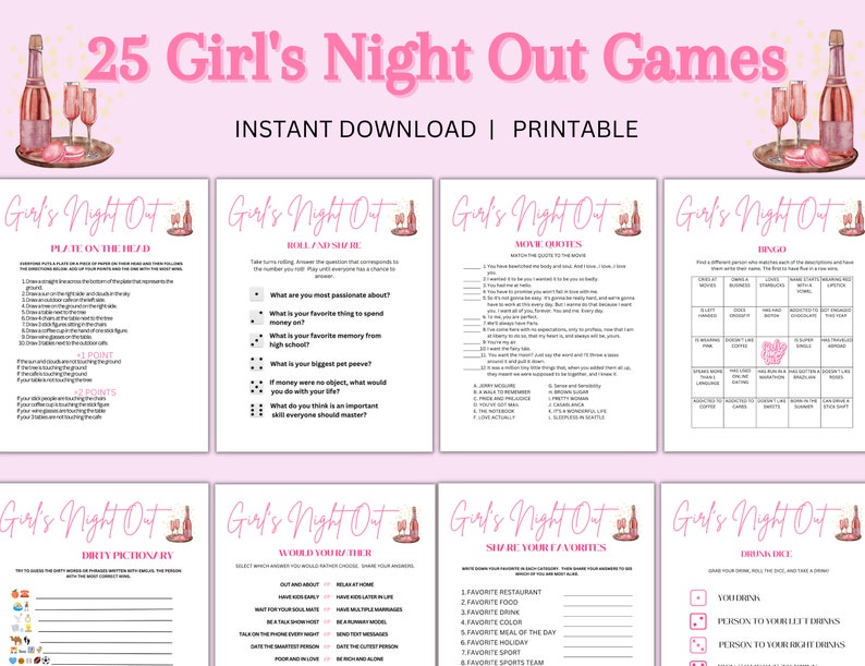 Printable Girls Night Out Game Bundle Party Games and - Etsy