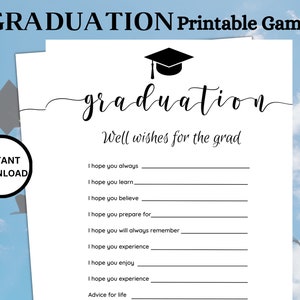 Printable Graduation Games, Well Wishes 2025 Graduation Games, Graduation Party Games, Grad Party, Class of 2025, Grad Games