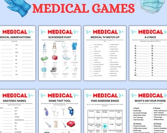 Medical Game Bundle, Printable nursing Games, Doctor games, Radiology games, Hospital party activities, Nursing graduation Games, Nurse Week