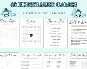 Icebreaker Game Bundle, Printable Icebreaker Games, Staff Game idea, Ice Breaker Questions, Work Party, Team Building Games, Happy Hour game