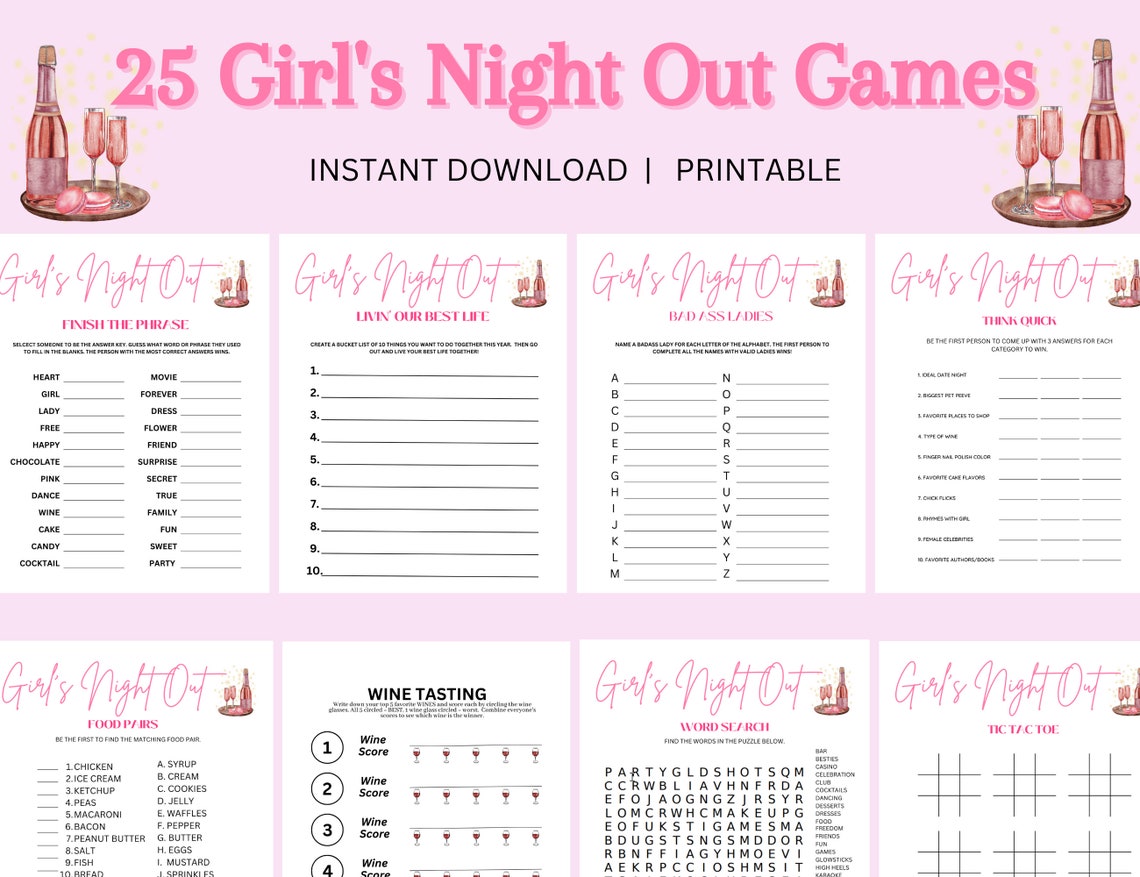 Printable Girls Night Out Game Bundle Party Games and Activities, Girls ...