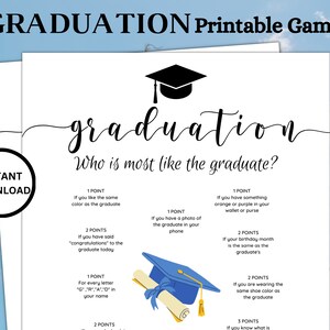 Printable Graduation Games, Most Like Grad 2025 Graduation Games, Graduation Party Games, Grad Party, Class of 2025, Grad Games