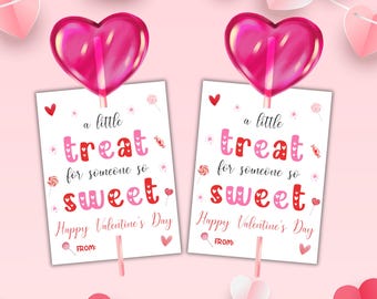 Valentine Lollipop Holder, Printable Sucker Gift Tag, Classroom Valentine Party Favor, Kids Lollipop Candy Tag, Preschool Valentine Gift Tag