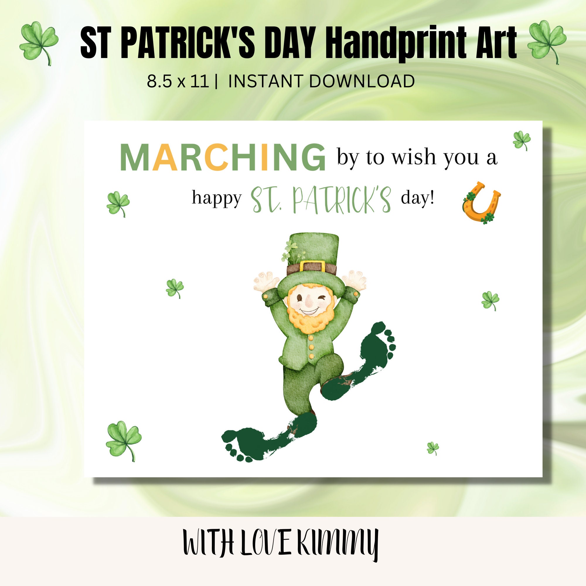 ST Patricks Day Handprint Craft ART Printable, St Patrick's Day ...
