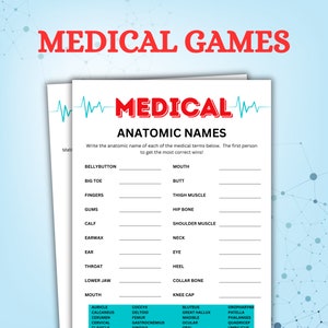 Medical Game, Printable nursing Games, Doctor games, Radiology games, Hospital party activities, Nursing graduation Games, Nurses Week