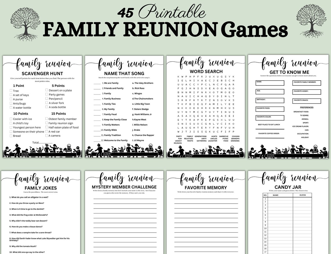 Family Reunion Game Bundle, Printable Family Games, Family Reunion ...