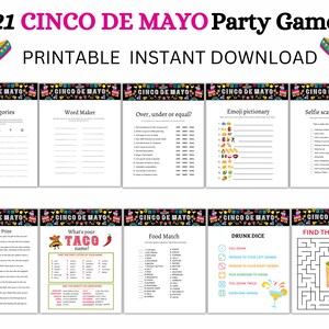 Cinco de Mayo Game Bundle, Cinco de Mayo Printable,  Cinco de Mayo Party Games, Cinco de Mayo Kids Adult Office School, Mexican Party Games