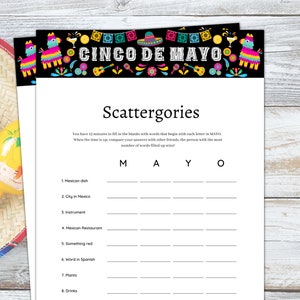 Cinco de Mayo Game, Cinco de Mayo Printable,  Cinco de Mayo Party Games, Cinco de Mayo Kids Adult Office School, Mexican Party Games
