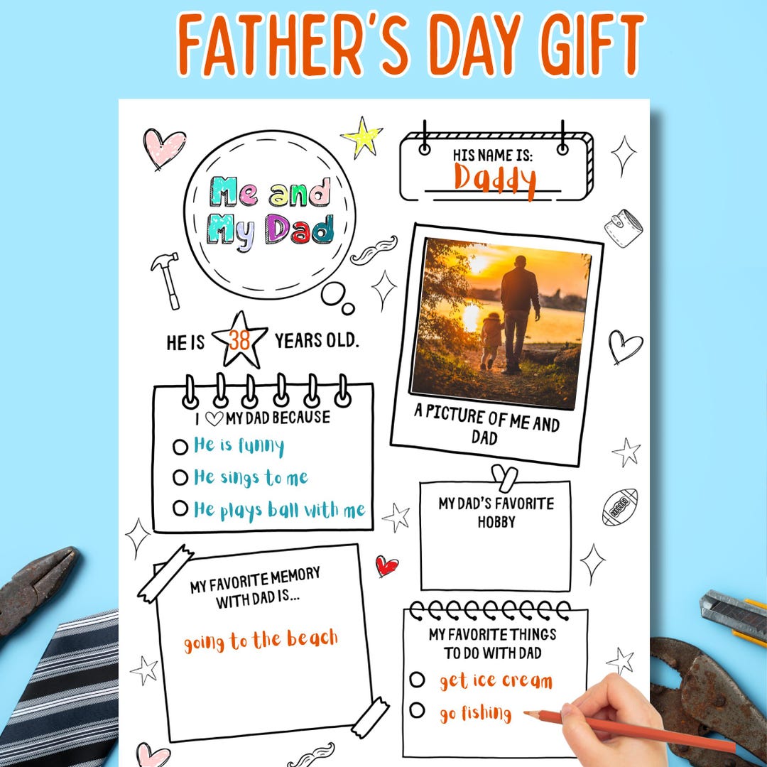 All About My Dad Printable Fathers Day Questionnaire, DIY Fathers Day ...