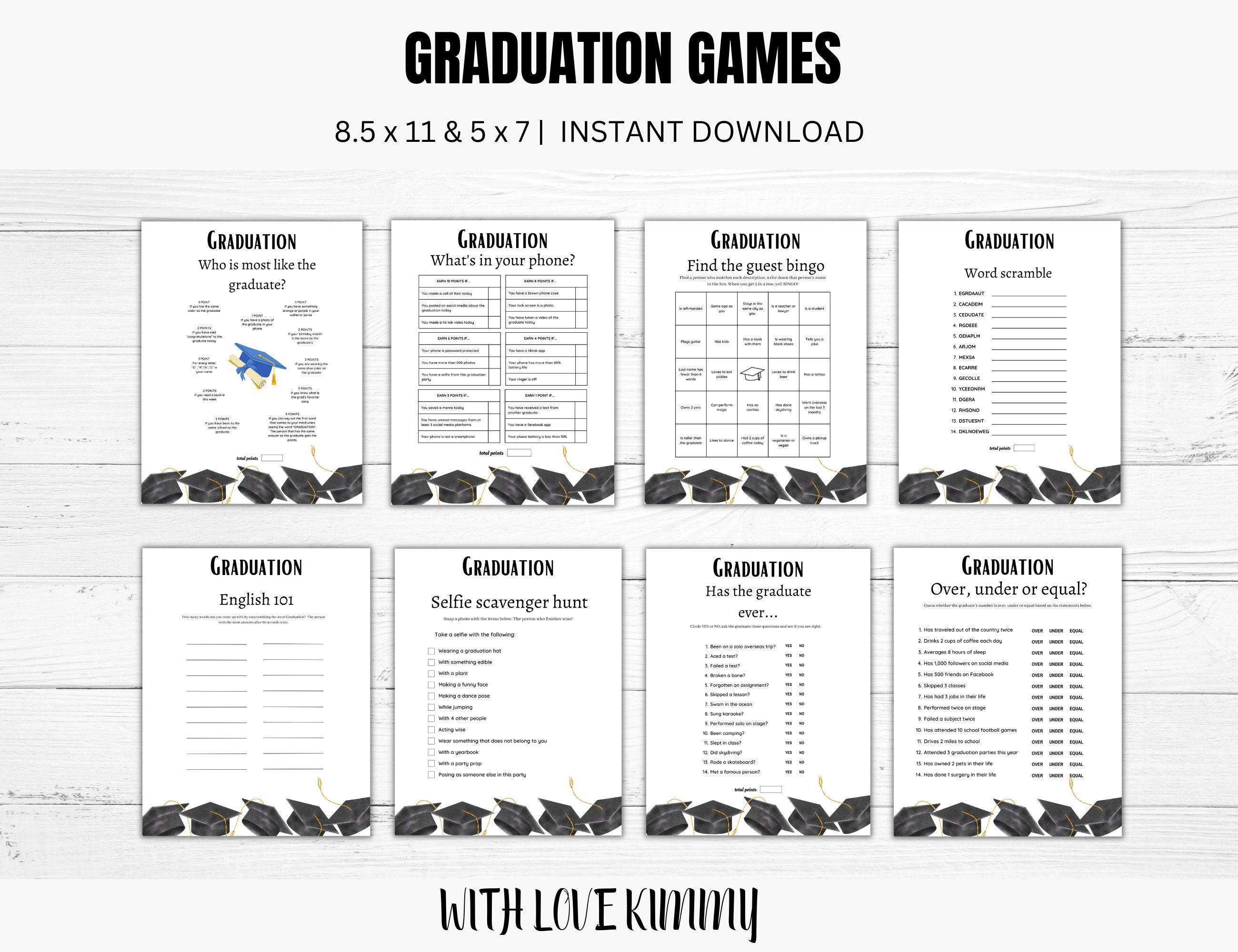 Printable Graduation Games, 2024 Graduation Games, Graduation Party