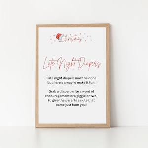 Late Night Diapers CHRISTMAS Baby Shower Sign, Modern Minimalist Baby Shower Sign, Gender Neutral sign, Decoration PDF imprimable CHR123