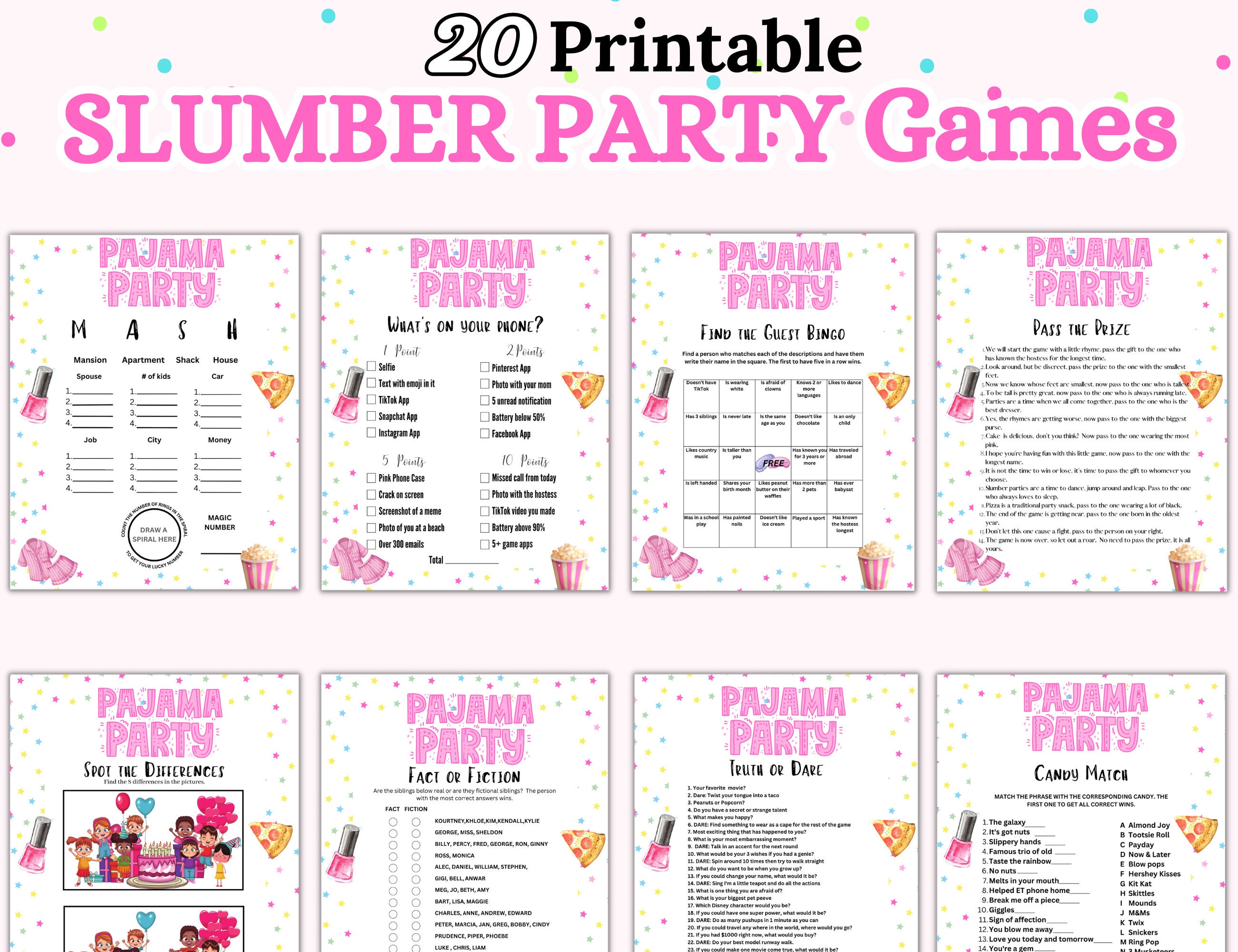 Fun Teen Girls Birthday Games What's on Your Phone Girls Sleepover Party  Games Pajama Party Age 12, 13, 14,15,16,17 Tween,sweet 16 