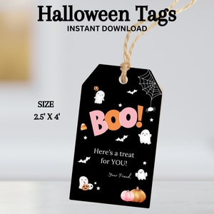 Halloween Gift Tag, Halloween Party Favor Tags, Kids Halloween treat tag, Halloween Bag tag, Halloween Boo Tags, Halloween Class Gift Tag