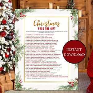 Christmas Pass The Gift Game, Christmas Party Group Game , Pass The Present Christmas Game for Adults Kids, Fun Family Work Holiday Game