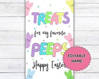 Easter Gift Tag, Easter bunny, Favor gift tag, Easter Peep Basket gift tag,  Happy Easter Gift Tag, Student Class Easter tag Printable