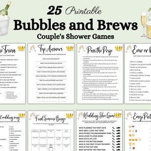 Bubbles and Brews Couple&#39;s Shower Games, Co ed shower Games, Couples Bridal party games, Joint Bridal shower, Couples Shower, Wedding games