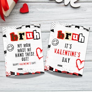 Biglietto di San Valentino Bruh, biglietto di San Valentino stampabile con gergo per adolescenti, biglietto di San Valentino per bambini in classe, biglietti di San Valentino per ragazzi, biglietto divertente