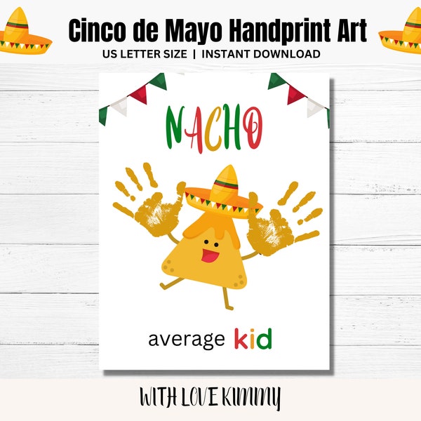 Cinco de Mayo Craft, Cinco de Mayo Handprint and Footprint, Printable Kids Baby Toddler Handprint Art Keepsake , DIY Cinco de Mayo Card