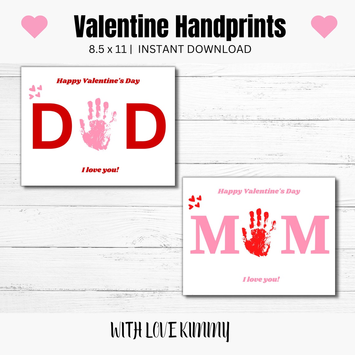 Valentine Handprint Craft Printable Bundle Valentine - Etsy