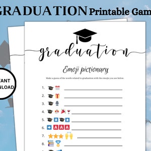 Printable Graduation Games, Emoji Pictionary 2025 Graduation Games, Graduation Party Games, Grad Party, Class of 2025, Grad Games