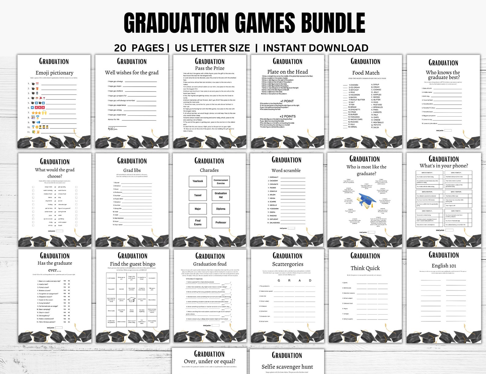 Printable Graduation Games, 2024 Graduation Games, Graduation Party
