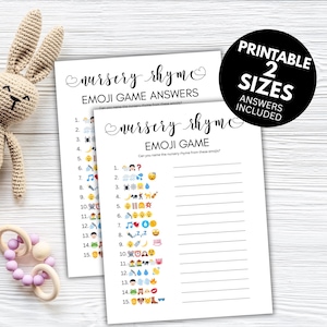 Baby Shower Emoji Game, Pictionary Emoji Baby Shower Game, Nursery Rhymes Emoji, Nursery Rhymes Shower Games, Fun Shower Printable