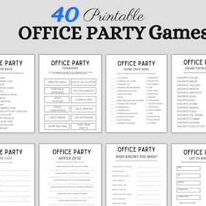 Kantoorfeestspelbundel, afdrukbare werkfeestspellen, personeelsspel Idee, baanfeest, happy hour op het werk Feestactiviteit, teamvergadering Feestspellen