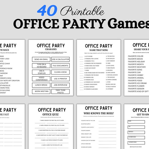 Office Party Game Bundle, Printable work party Games, staff game Idea,  job Party, work happy hour Party Activity, team meeting Party Games