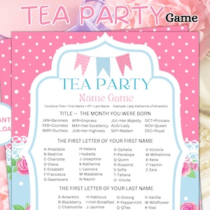 Printable Tea Party Game,Tea Party Birthday,Tea Party Baby Shower, Tea Party Bridal Shower, Tea Party Game Adults Kids Toddler, Bridal Tea